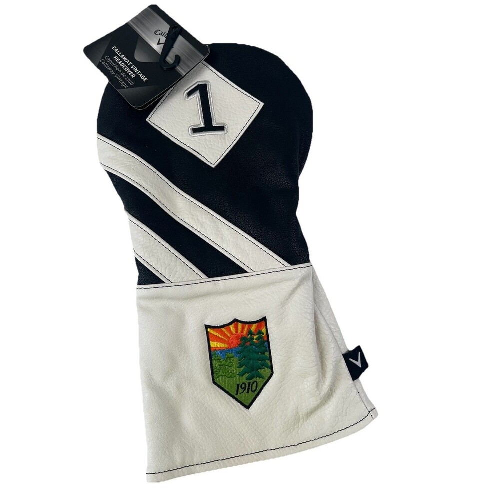 NWT Leather Callaway Golf Head Cover Black & White Embodied Sunset Country Club
